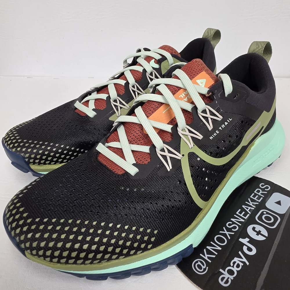 Nike React Pegasus Trail 4 Black Alligator Mint DJ6159-004 Women's Size 8